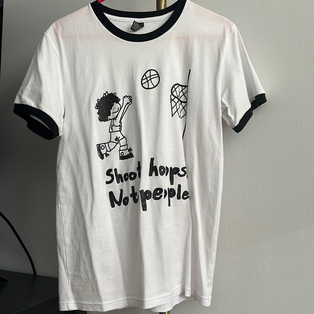 Shoot hoops not people better days baseball tee